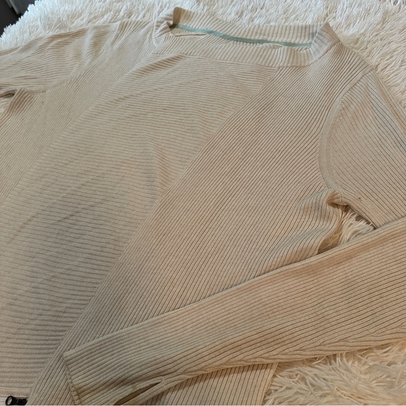 Lululemon Ribbed Wrap It Up Cardigan Sweater Beige Open Front Longline Size 12 - Picture 12 of 16